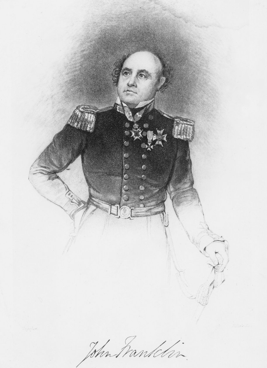 Sir John Franklin (gravyr) av English School