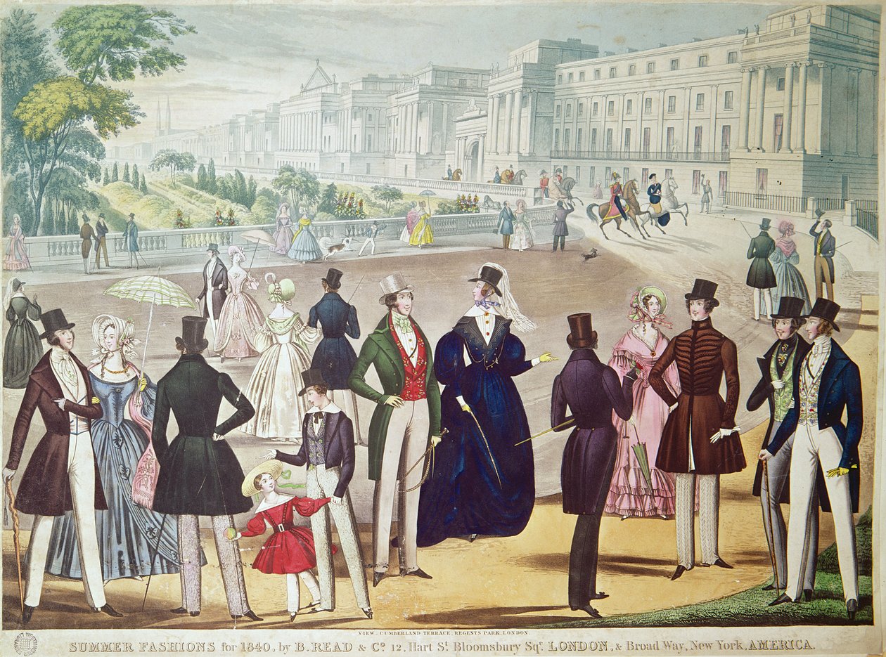 Sommarmode för 1840 (färggravyr) av English School