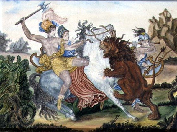 The Amazons, ca 1830 (gouache på papper) av English School