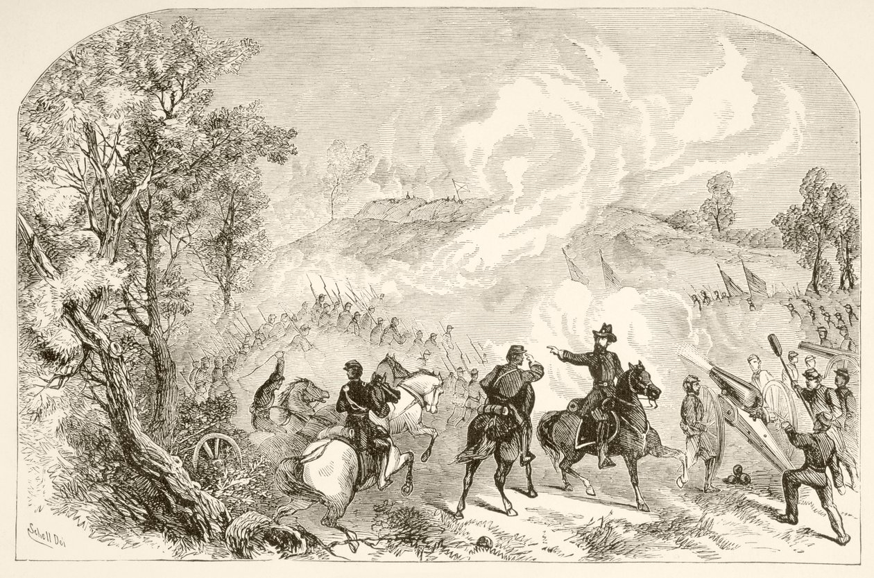 Slaget vid Gettysburg (litho) av English School