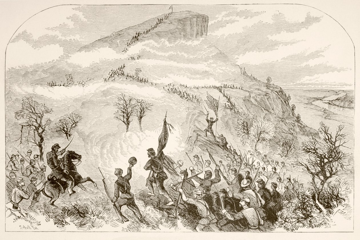 Slaget vid Lookout Mountain (litho) av English School