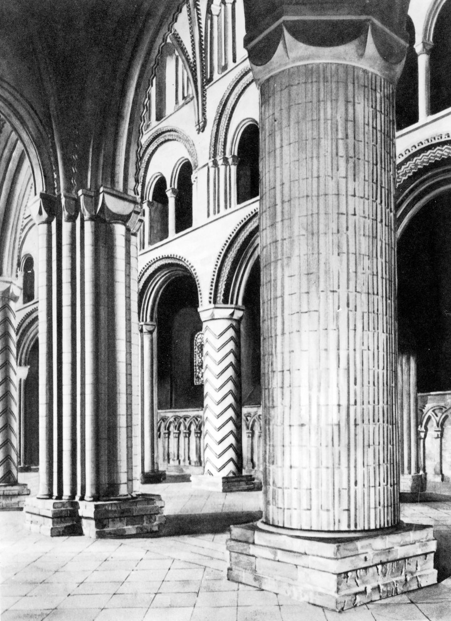 The Nave of Durham Cathedral, 1800-talet av English School