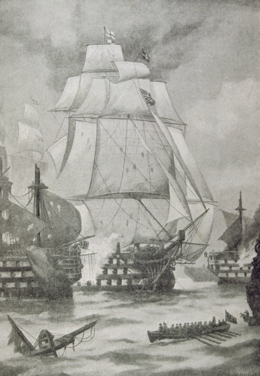 Öppnandet av slaget vid Trafalgar av English School