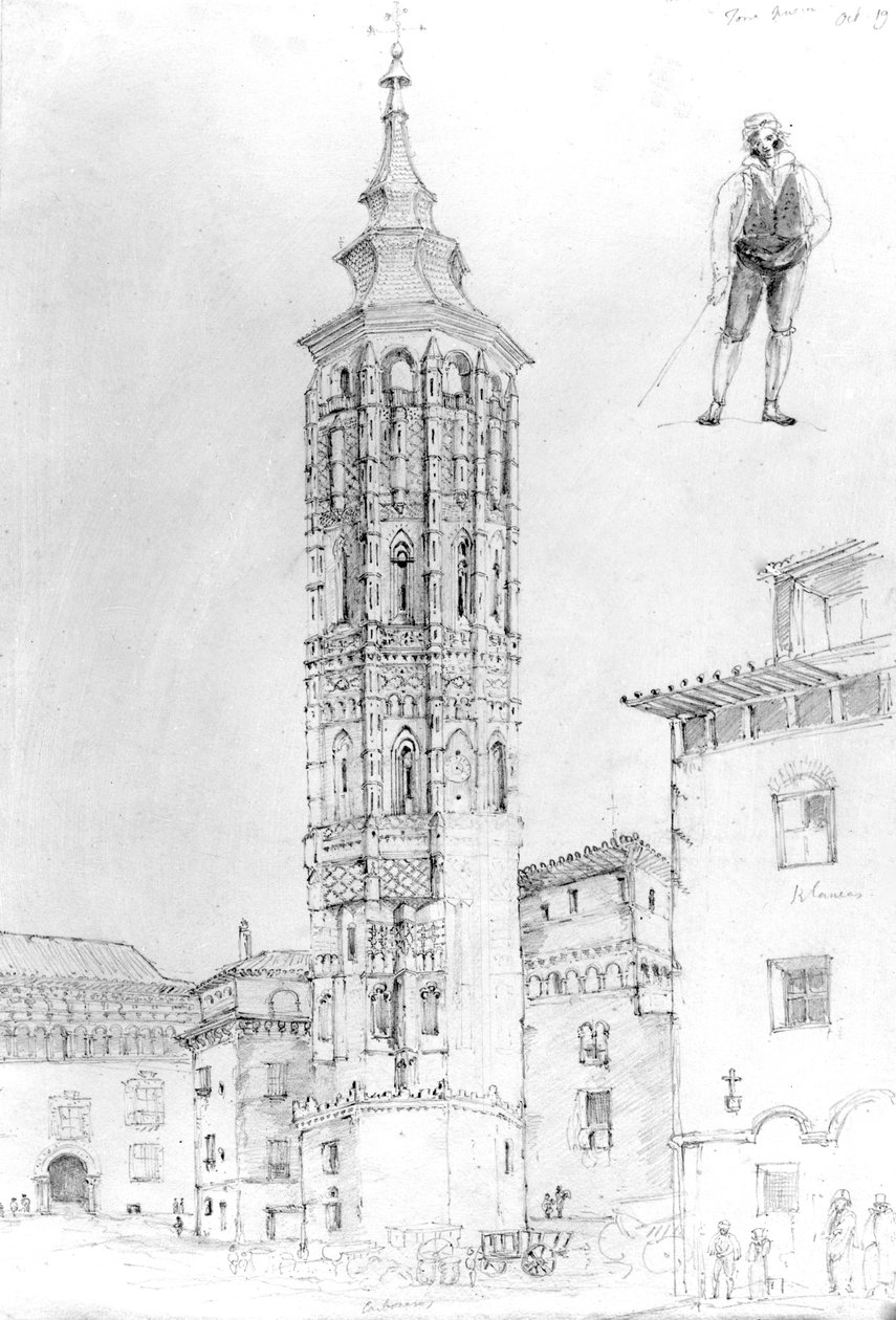 Nya tornet i Zaragoza, 1831 (ritning) av English School