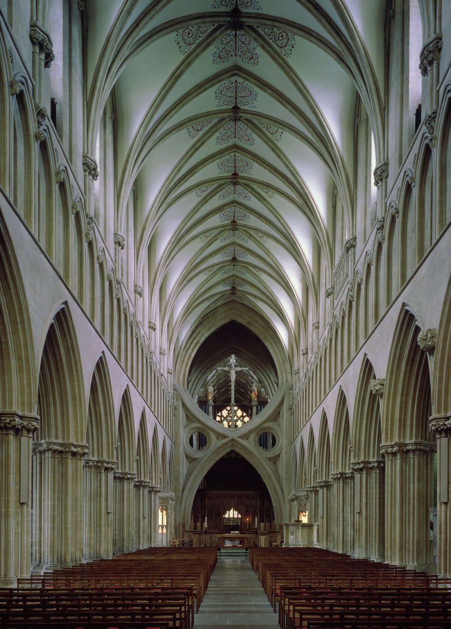 Vy över långhuset österut, c.1180-1239 av English School