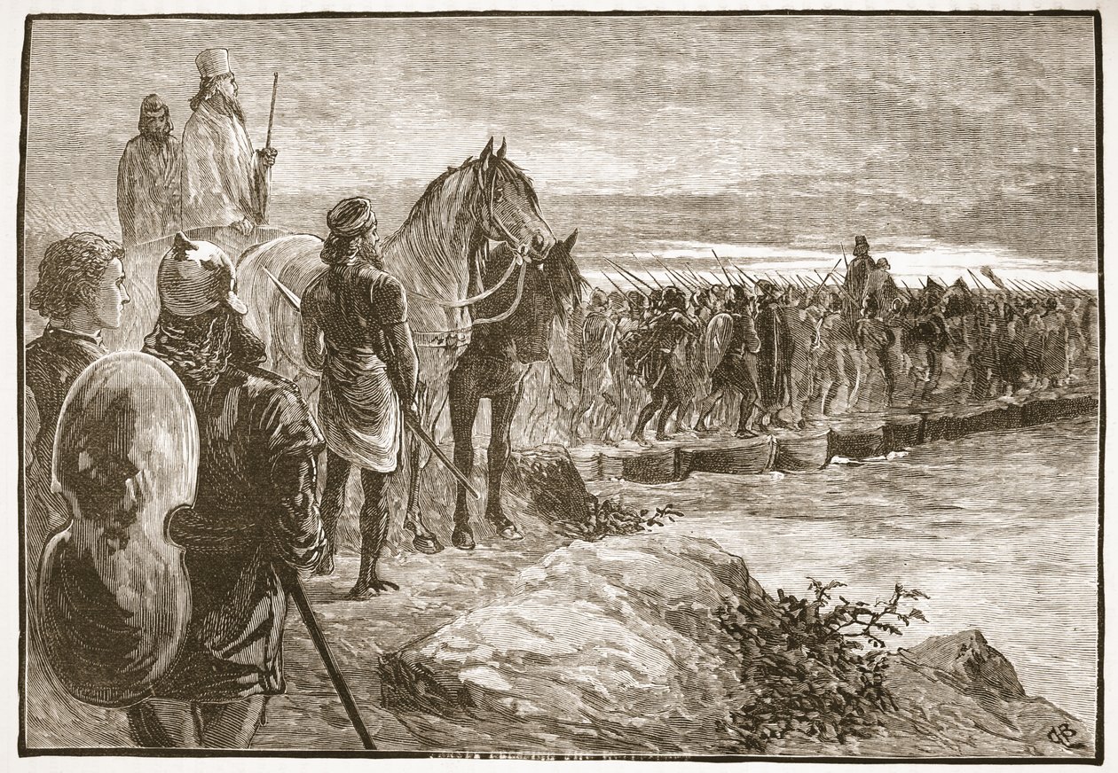 Xerxes korsar Hellespont av English School