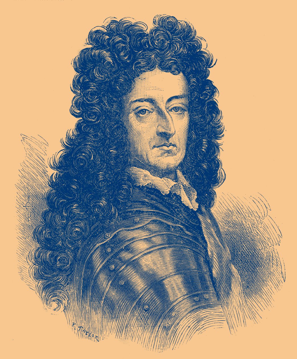 porträtt av kung Vilhelm III (gravyr) av English School