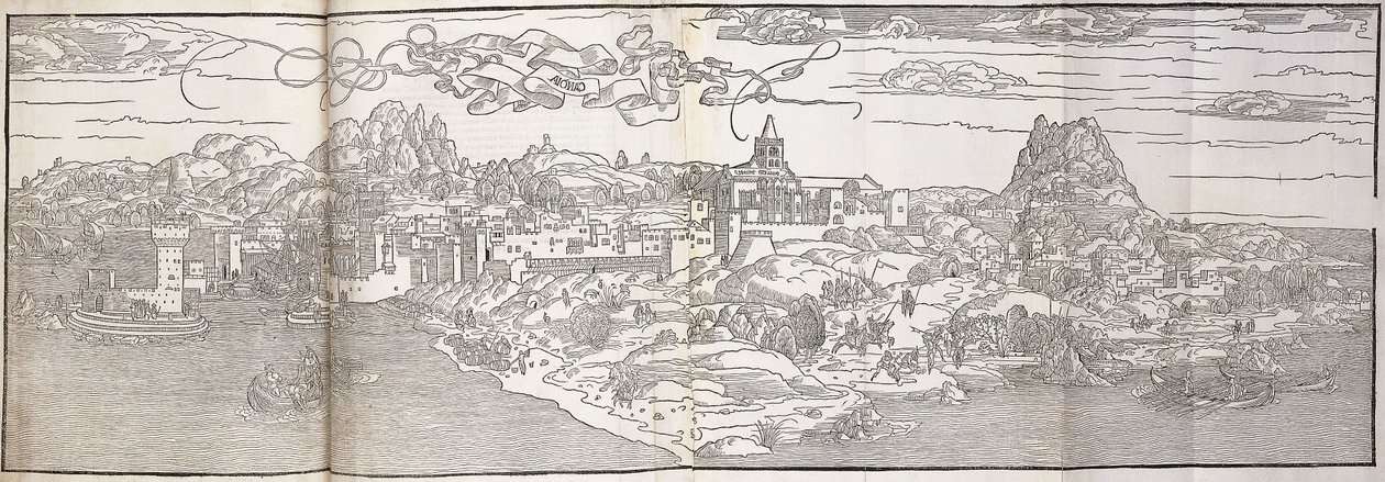 En panoramautsikt över Candia av Erhard Reuwich