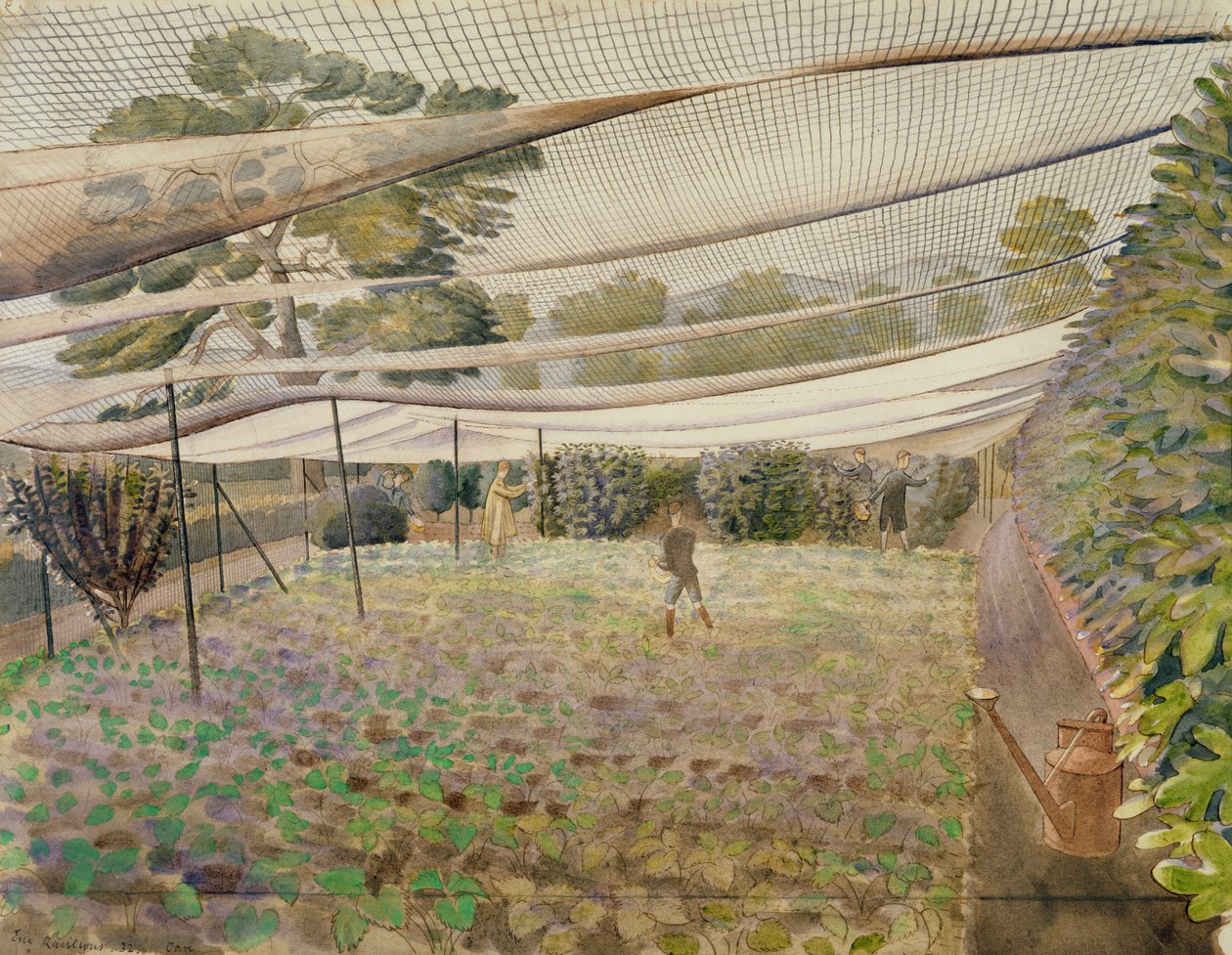 Jordgubbsnät av Eric Ravilious