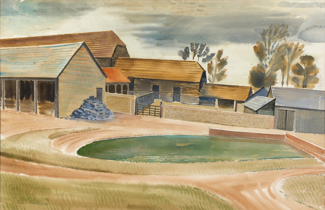 Gårdsgård (wc på papper) av Eric Ravilious