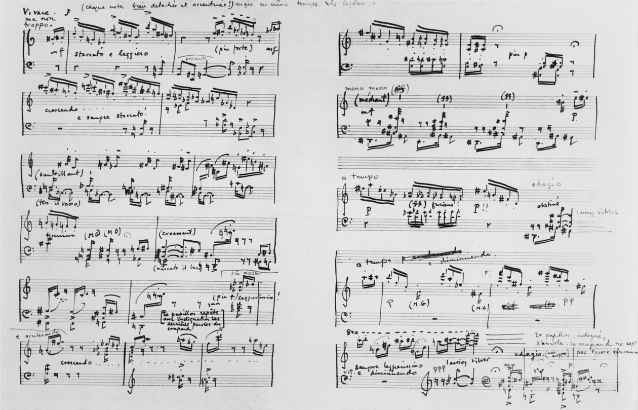 Score (penna och bläck på papper) av Erik Satie