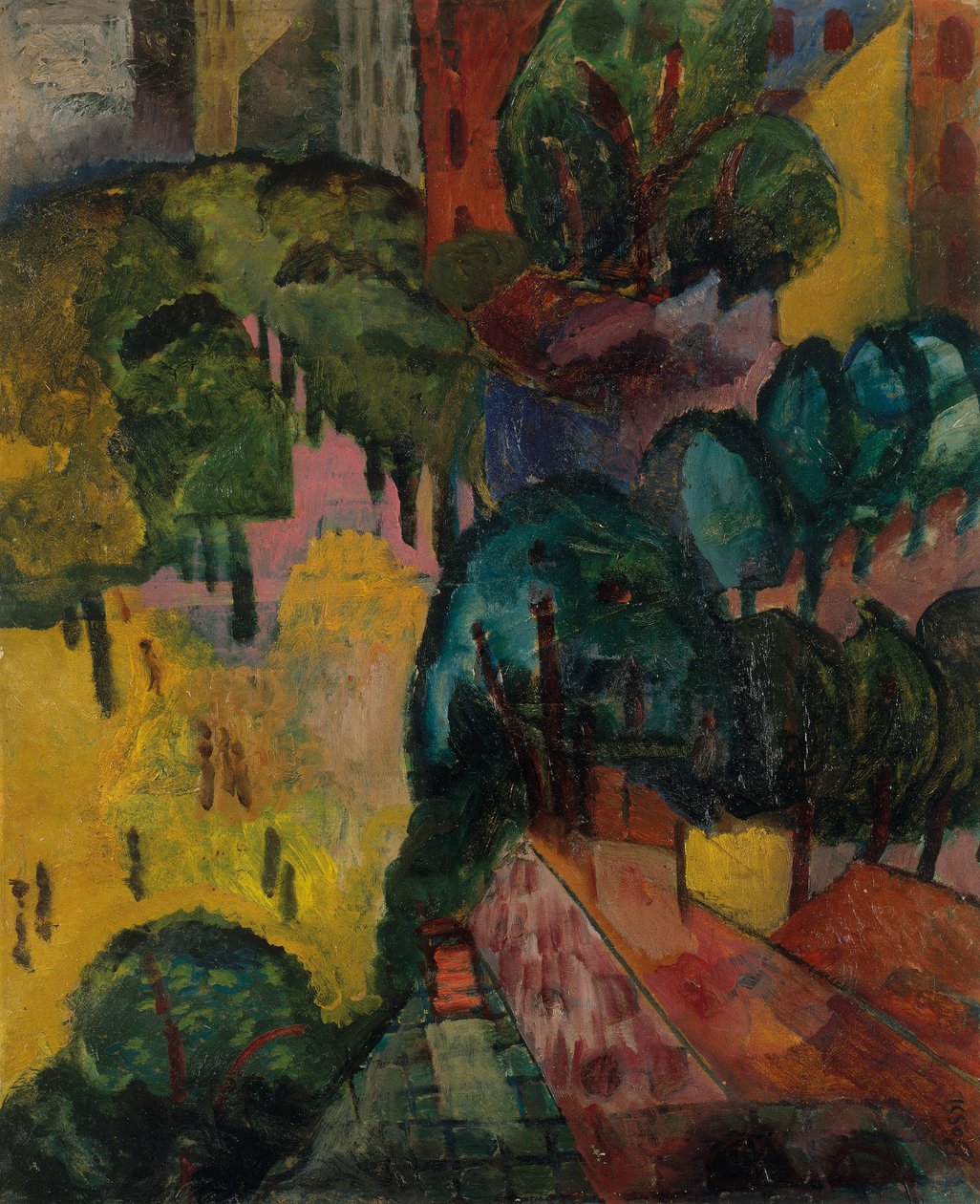 Paris stadsbild, ca 1906-09 (olja på kartong) av Erma Bossi