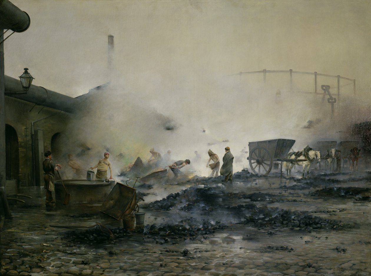 Gasfabriken i Courcelles, 1884 av Ernest Jean Delahaye