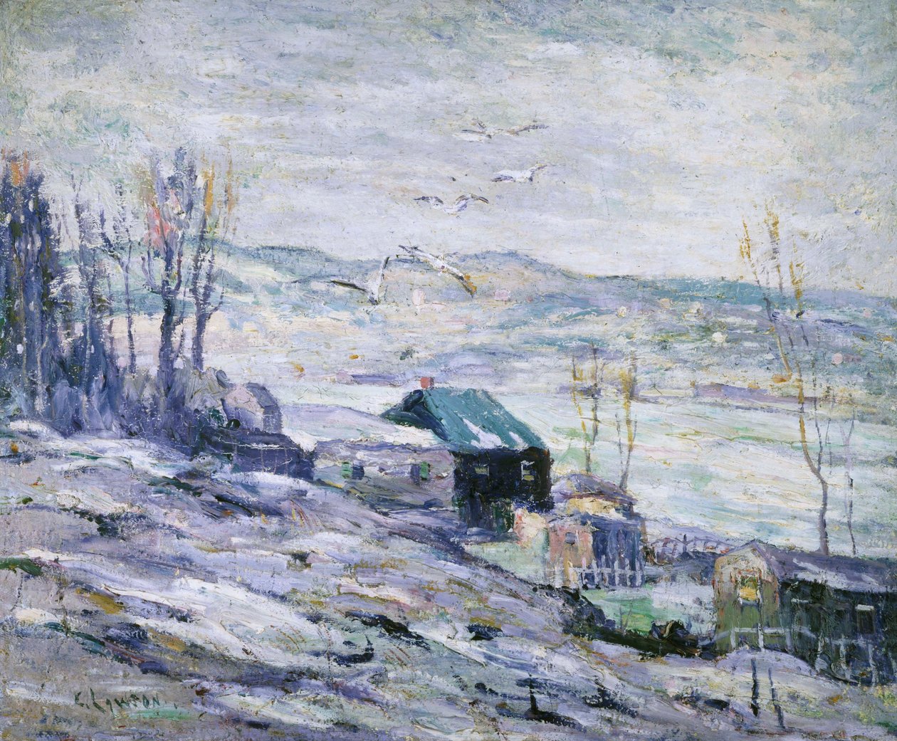 Blåsig dag, Bronx River av Ernest Lawson