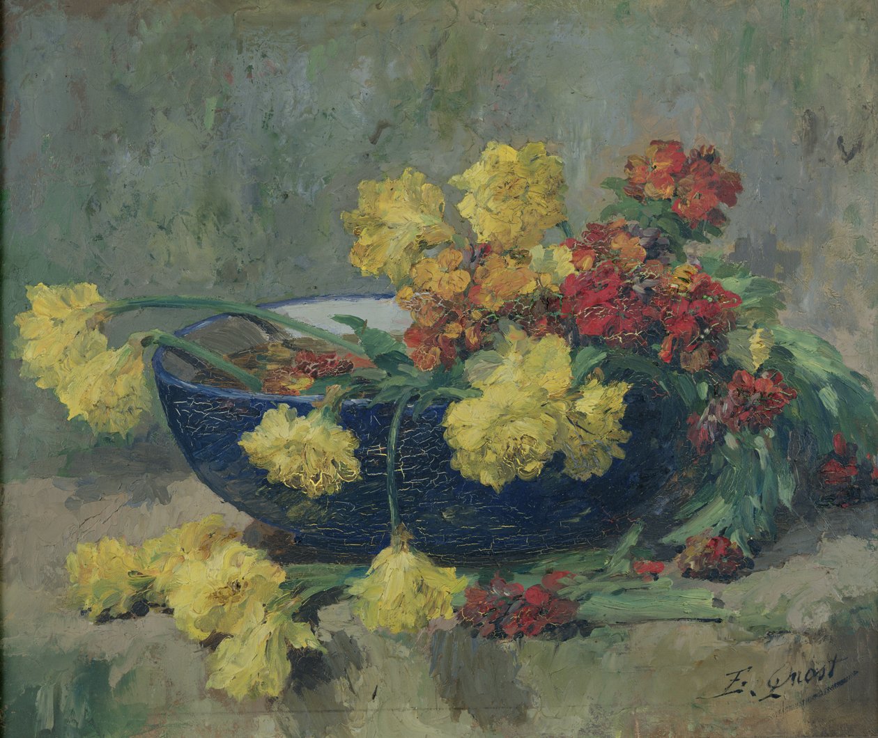 Jonquils och väggblommor av Ernest Quost
