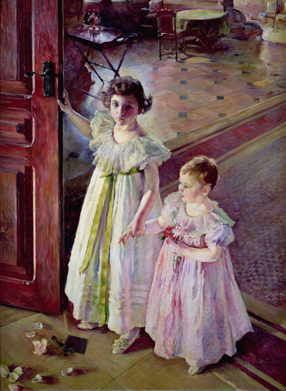 Små flickor i en interiör av Ernest Bieler
