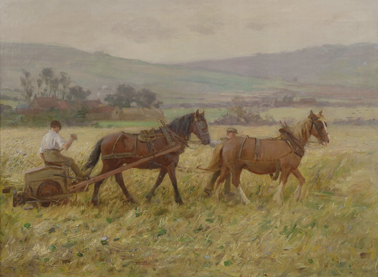 The Harvesting Team (olja på duk) av Ernest Higgins Rigg