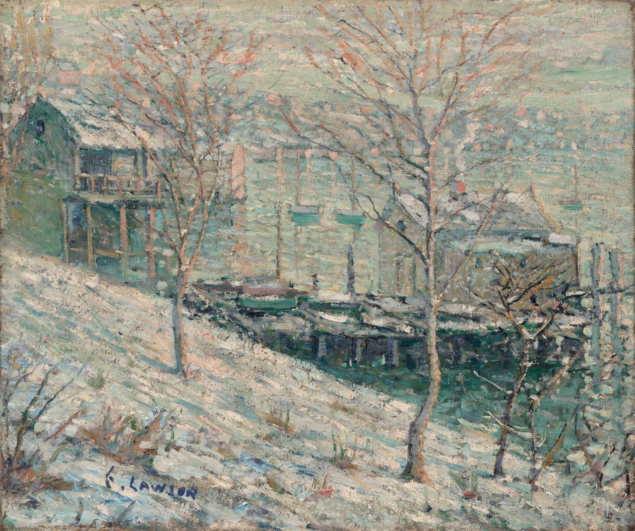 Harlem River vinterscen av Ernest Lawson