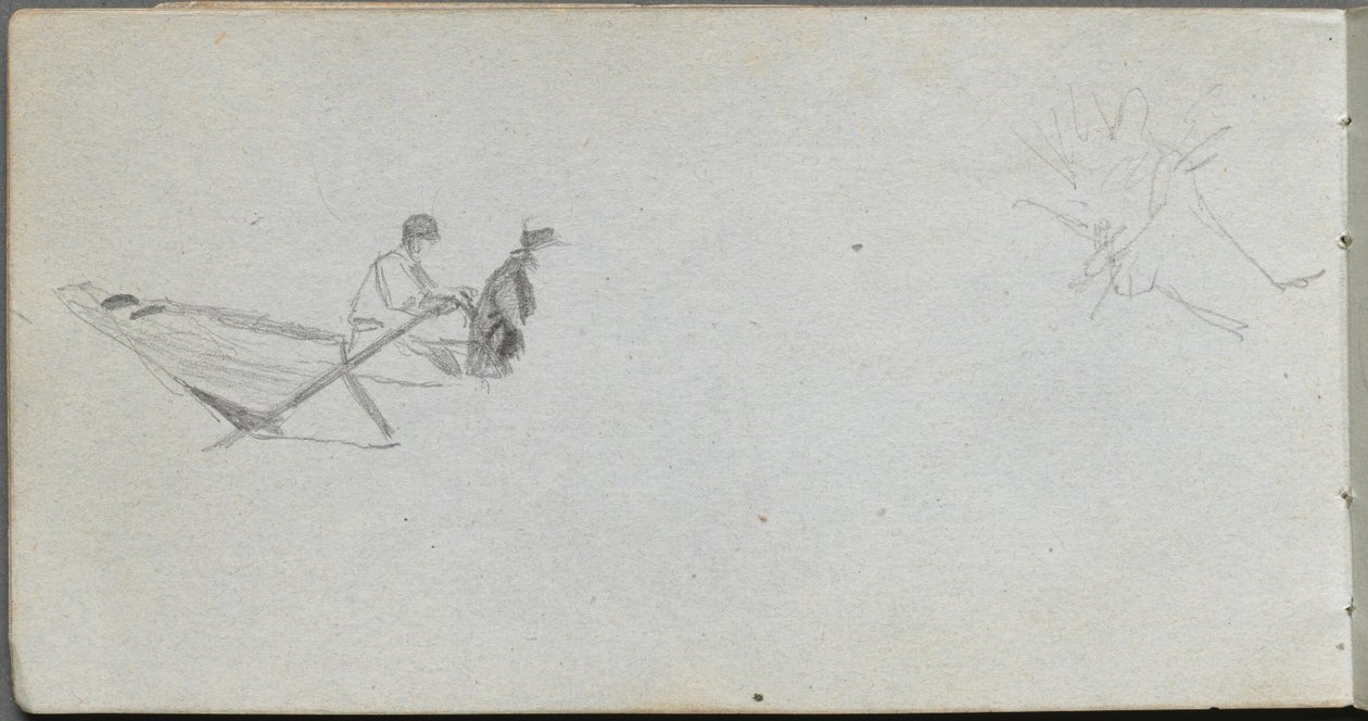 Skissbok, sidan 04: Figurer i en båt. av Jean Louis Ernest Meissonier