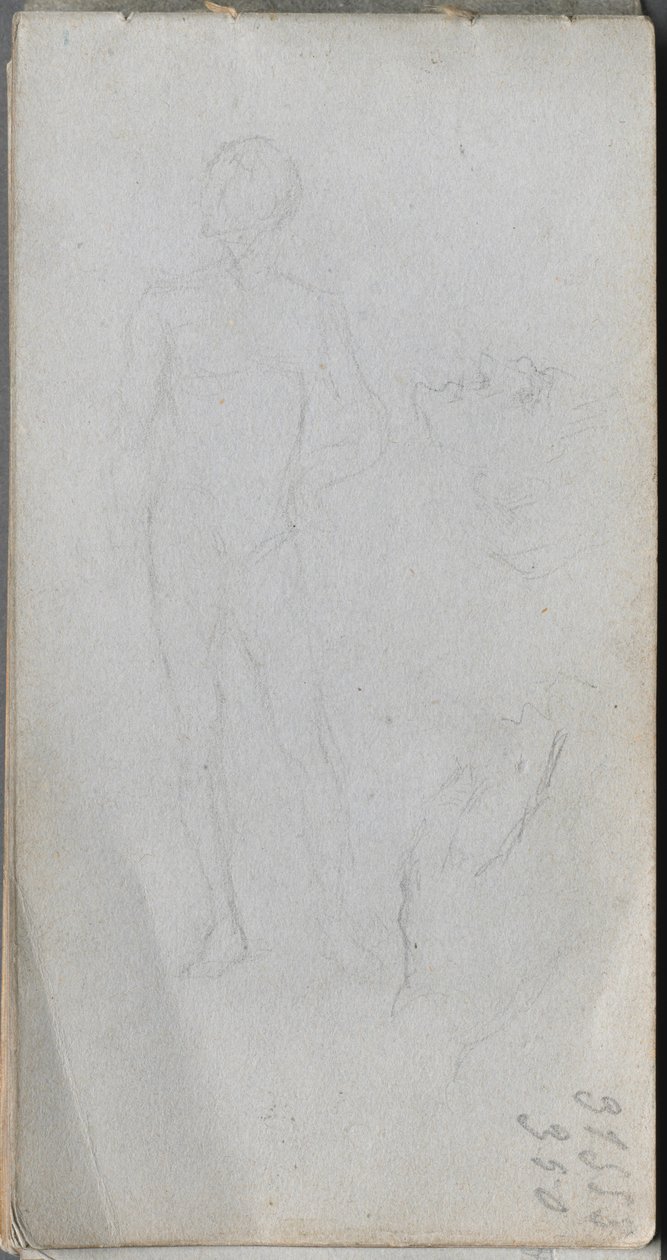 Skissbok, sidan 100: Nakenfigur, profil av Ernest Meissonier