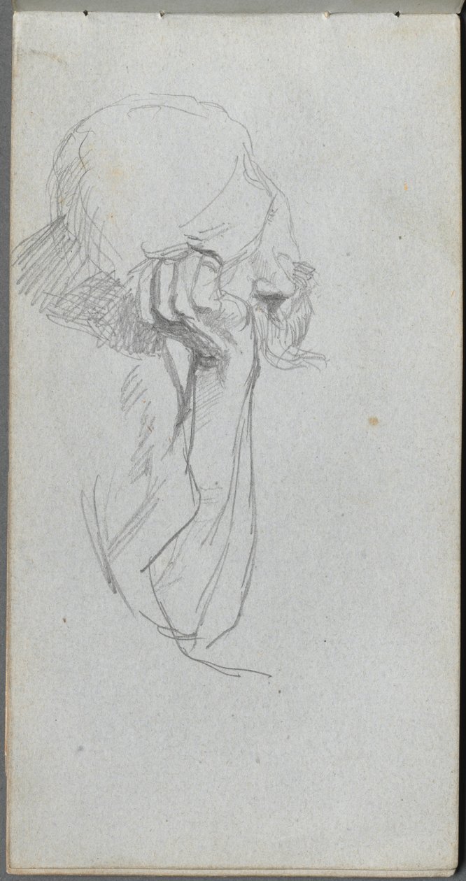 Skissbok, sidan 16: Melankolisk figur av Ernest Meissonier