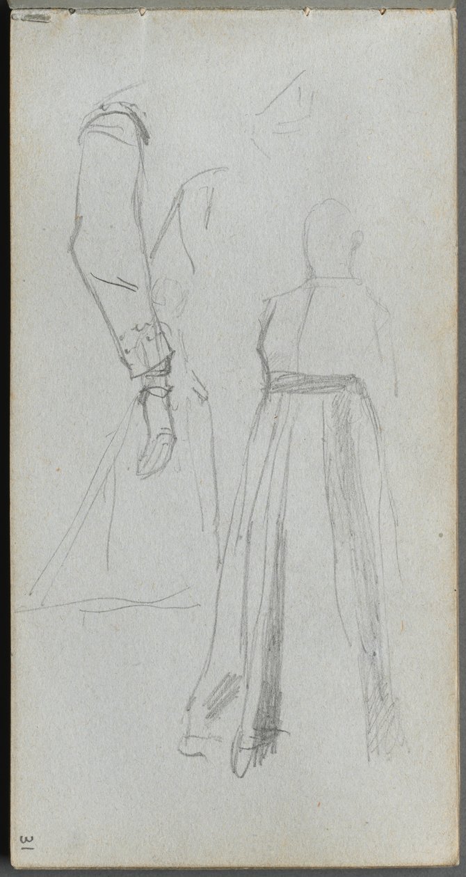 Skissbok, sidan 31: Studie av figurer. av Jean Louis Ernest Meissonier