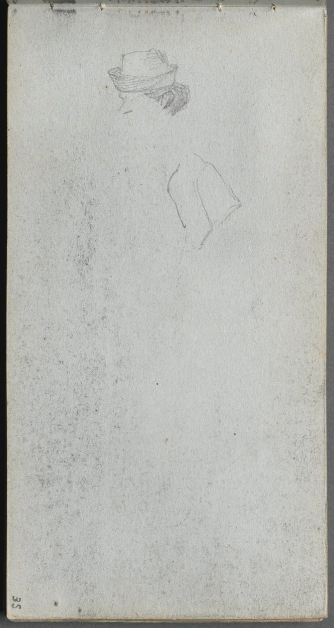 Skissbok, sidan 35: Studie av ett huvud. av Jean Louis Ernest Meissonier