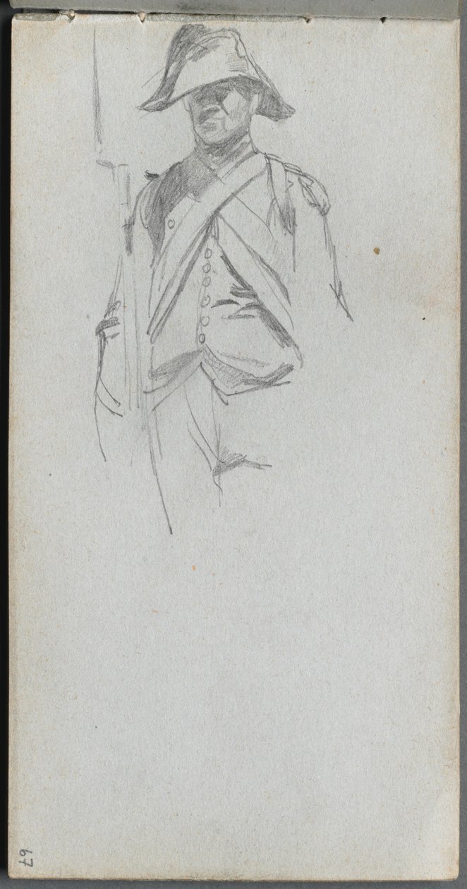 Skissbok, sidan 67: Studie av en soldat av Ernest Meissonier