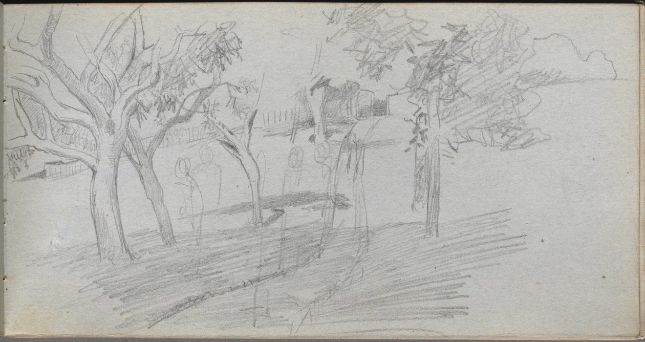 Skissbok, sid 74: Landskapsstudie av Ernest Meissonier