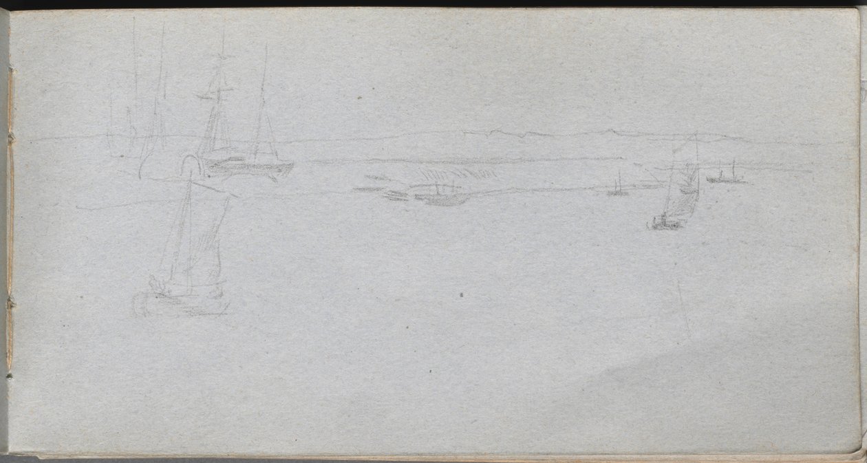 Skissbok, sid 94: Havslandskap. av Jean Louis Ernest Meissonier