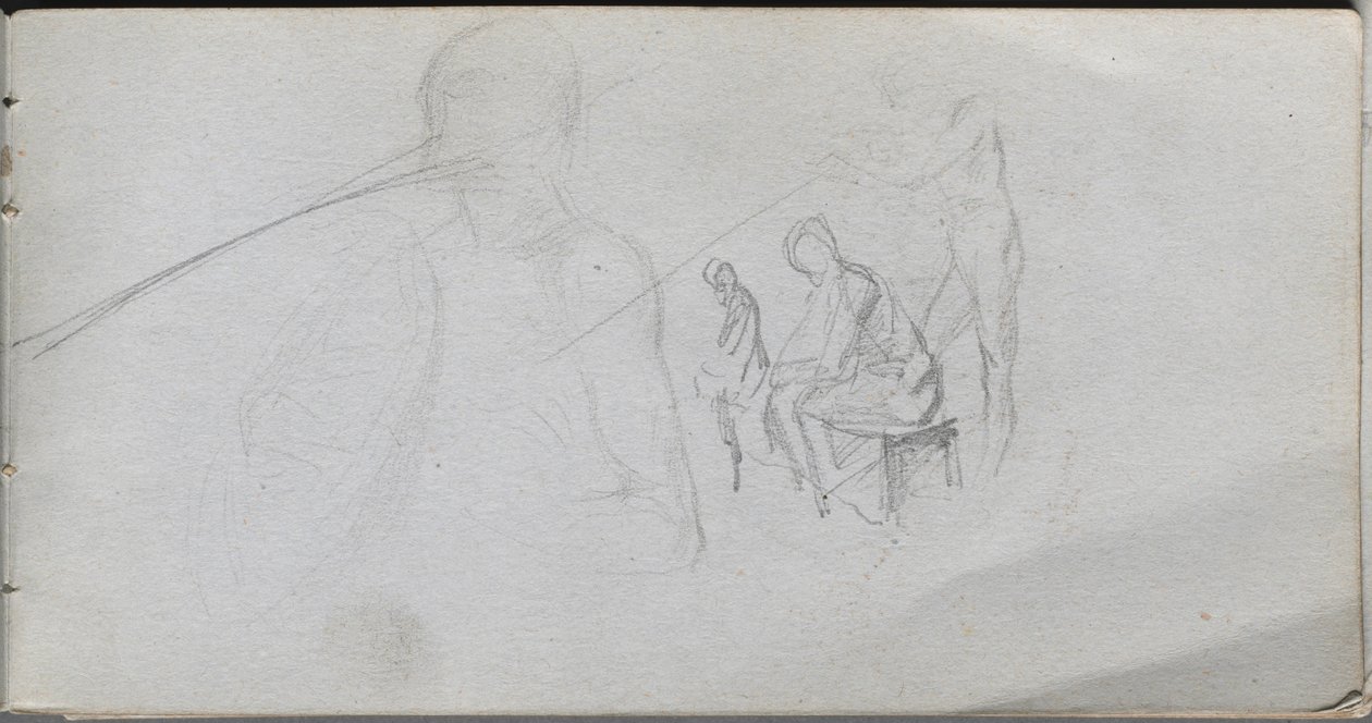 Skissbok, sidan 98: Studie av figurer. av Jean Louis Ernest Meissonier
