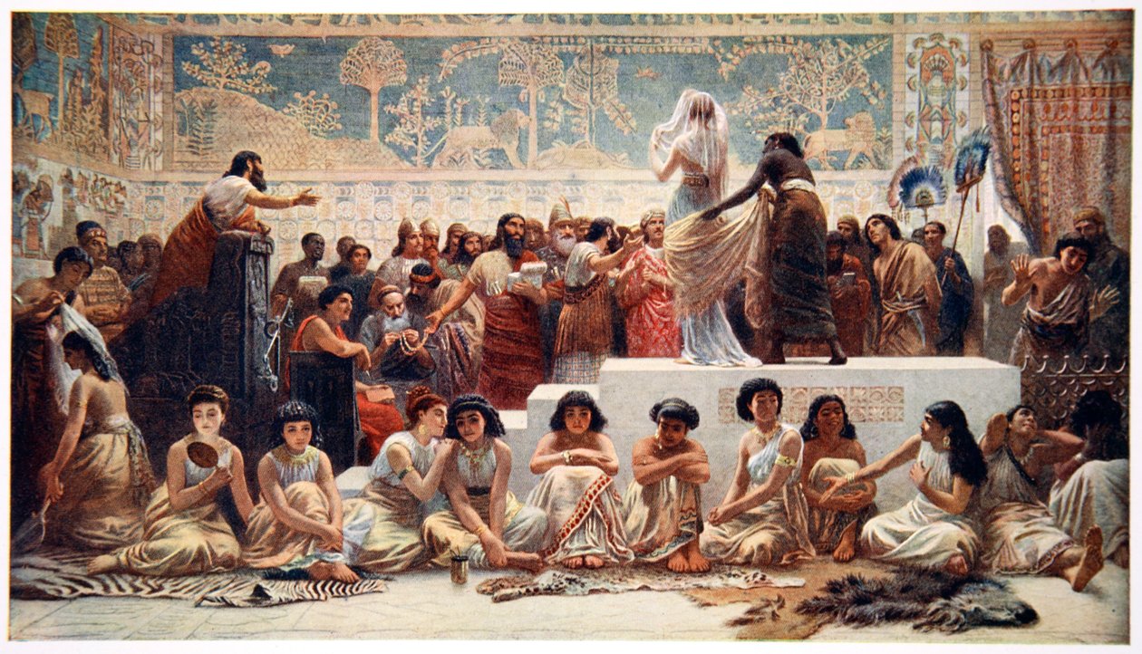 "Den babyloniska äktenskapsmarknaden", 1915. av Ernest Wellcousins