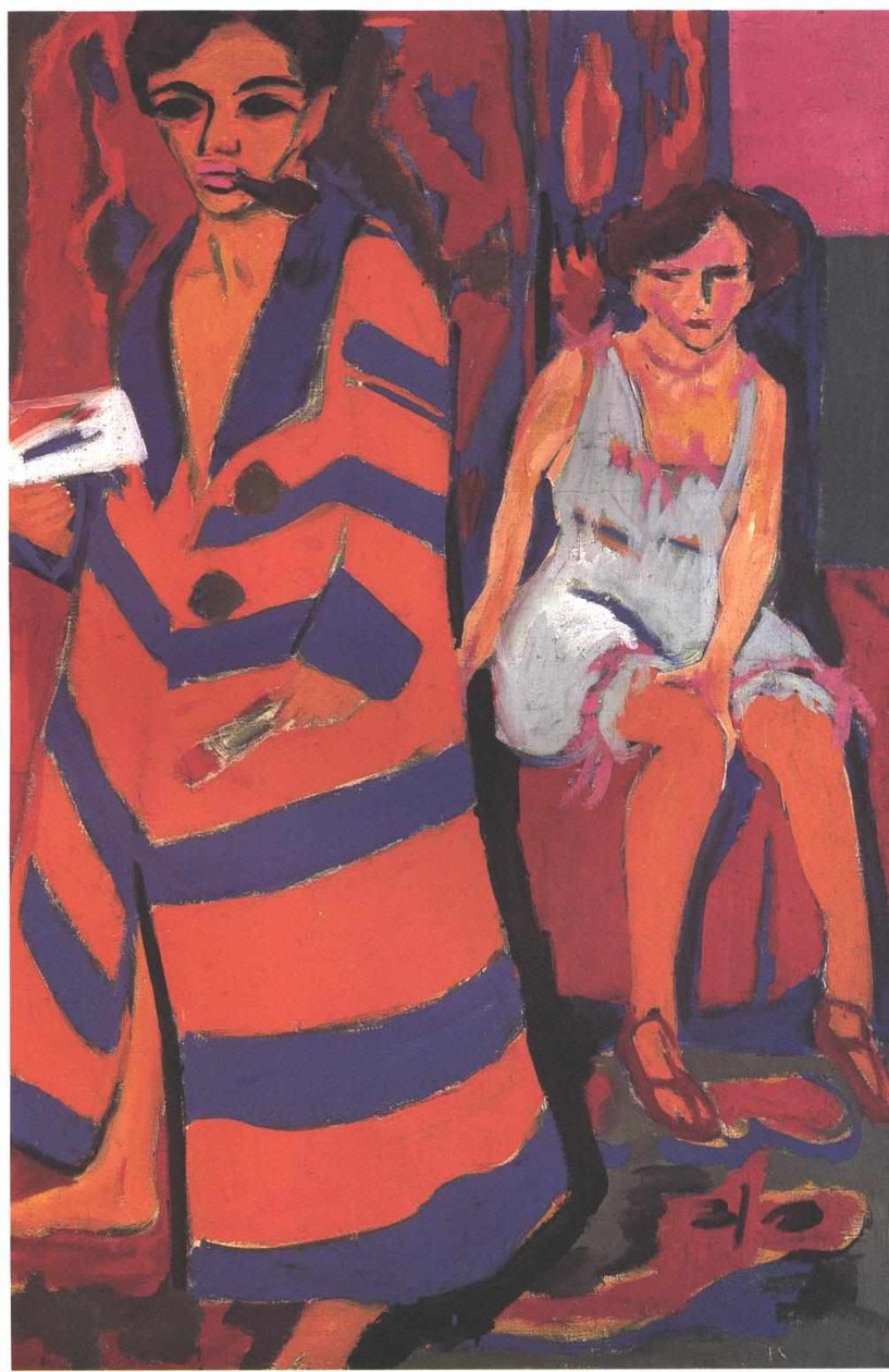  Selbstbildnis mit ModellnEnglish: Selfportrait with modeln av Ernst Ludwig Kirchner