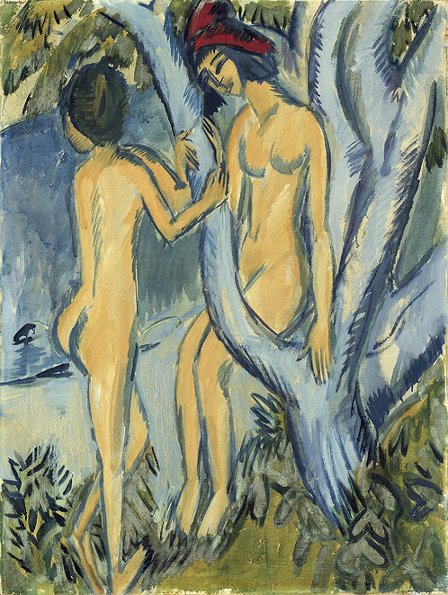 Akte an einem Baum av Ernst Ludwig Kirchner
