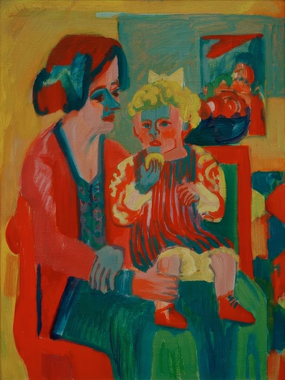 Flicka med barn av Ernst Ludwig Kirchner
