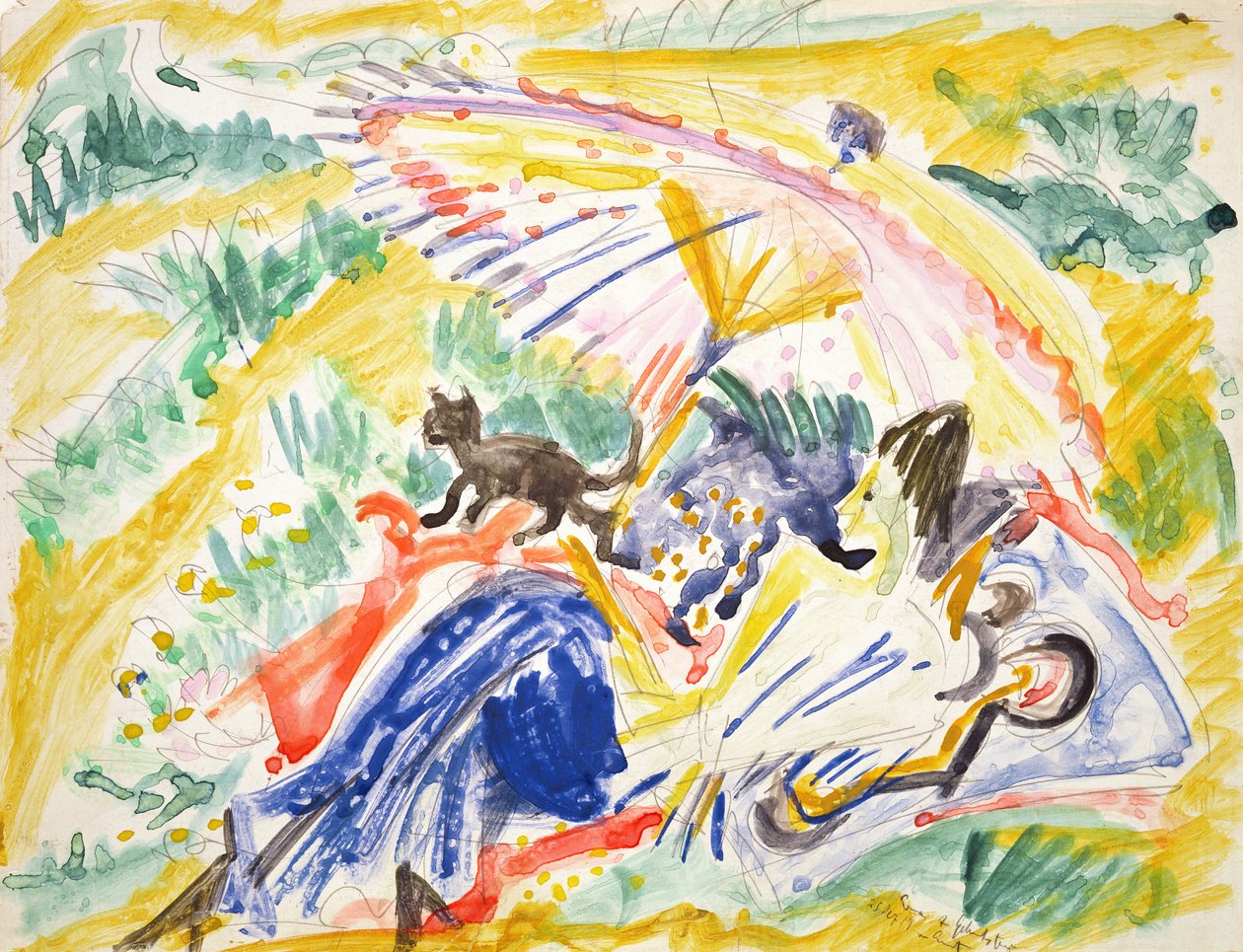 Sola, 1919 (wc över penna på papper) av Ernst Ludwig Kirchner