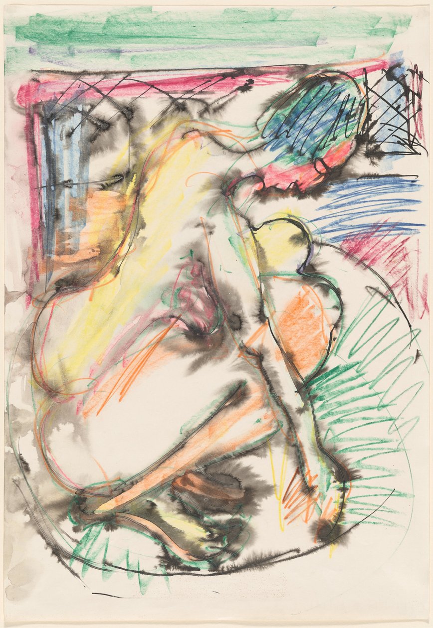 Erna badar i badkar, 19131914. av Ernst Ludwig Kirchner