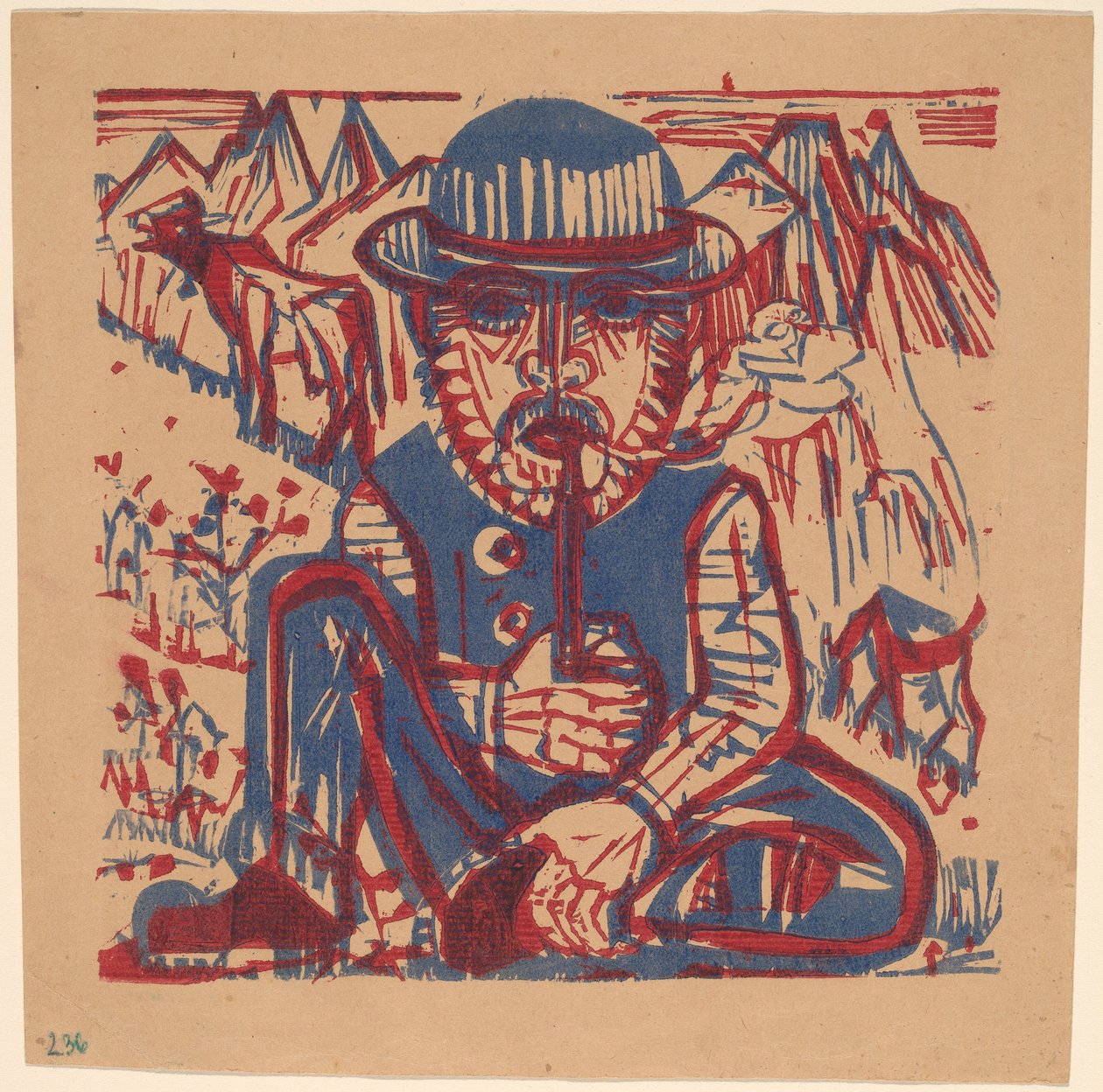 Rökande bonde. av Ernst Ludwig Kirchner