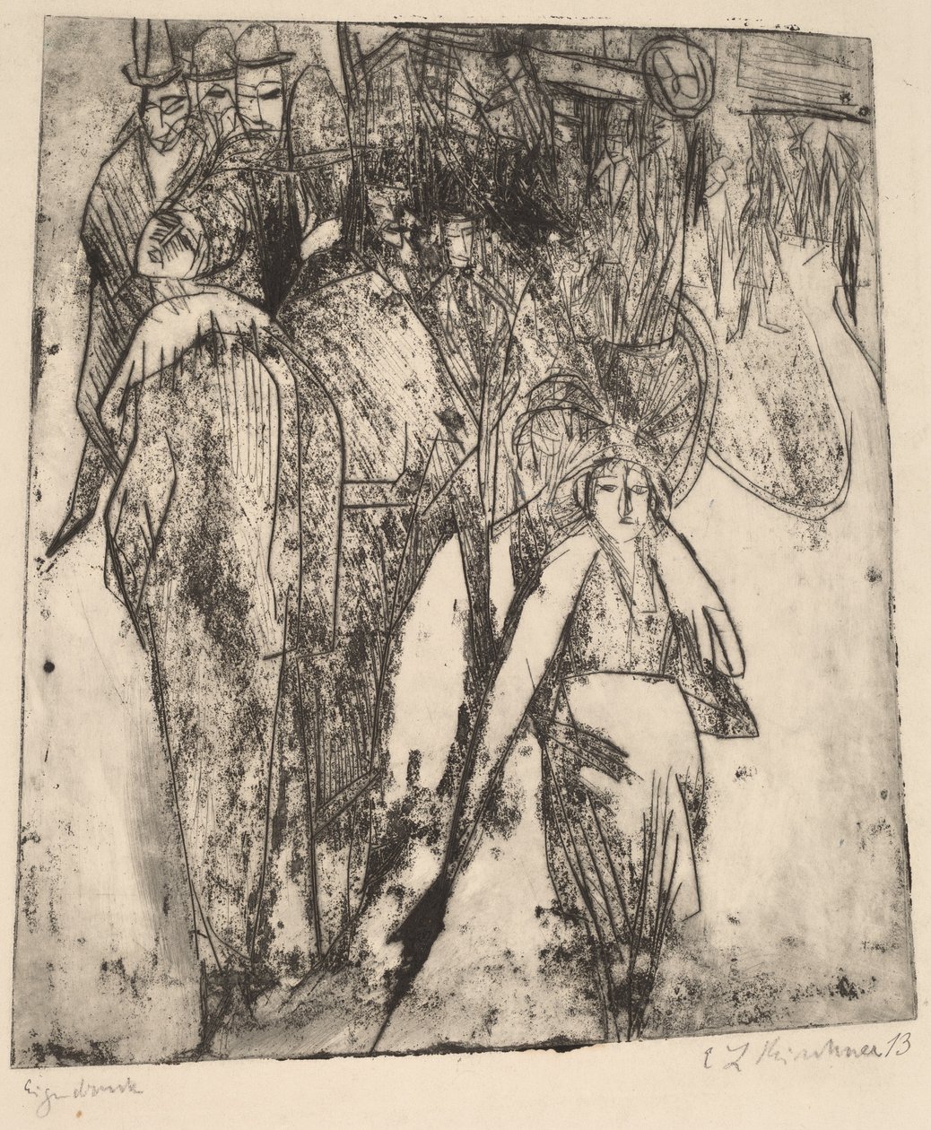 Gatubild med en omnibus, 1914. av Ernst Ludwig Kirchner