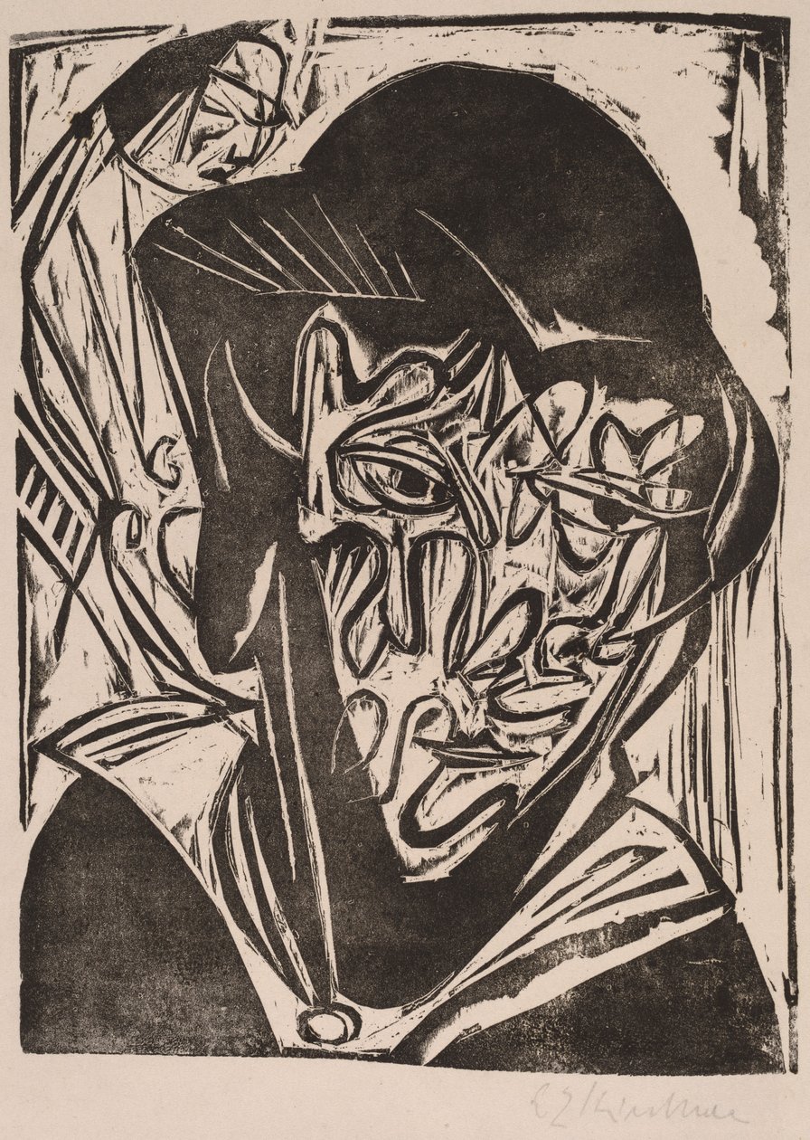 Kvinna med slöja, 1915. av Ernst Ludwig Kirchner