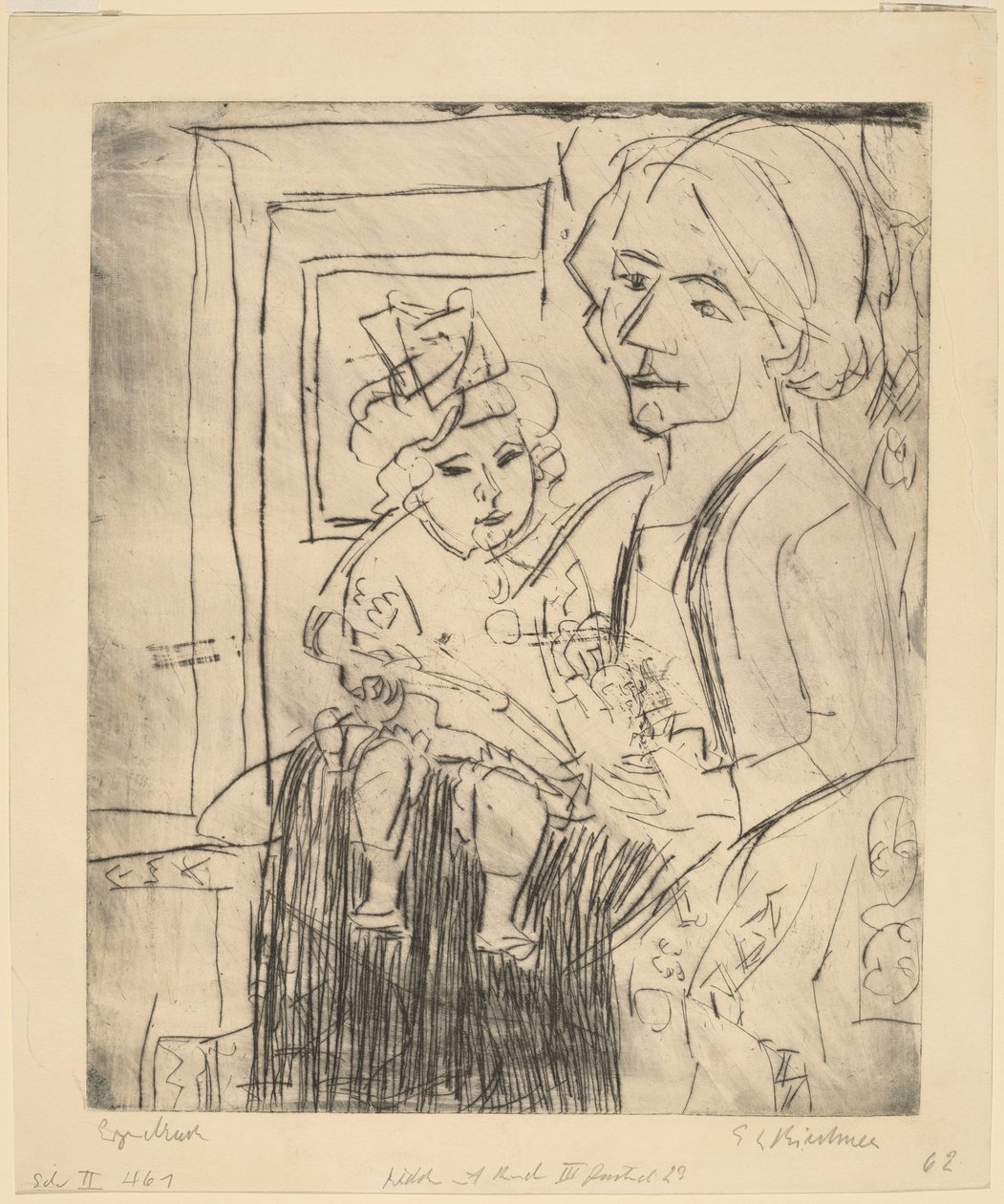 Ung kvinna med barn, 1923. av Ernst Ludwig Kirchner