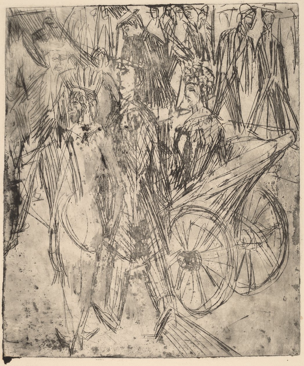 Par framför en vagn av Ernst Ludwig Kirchner