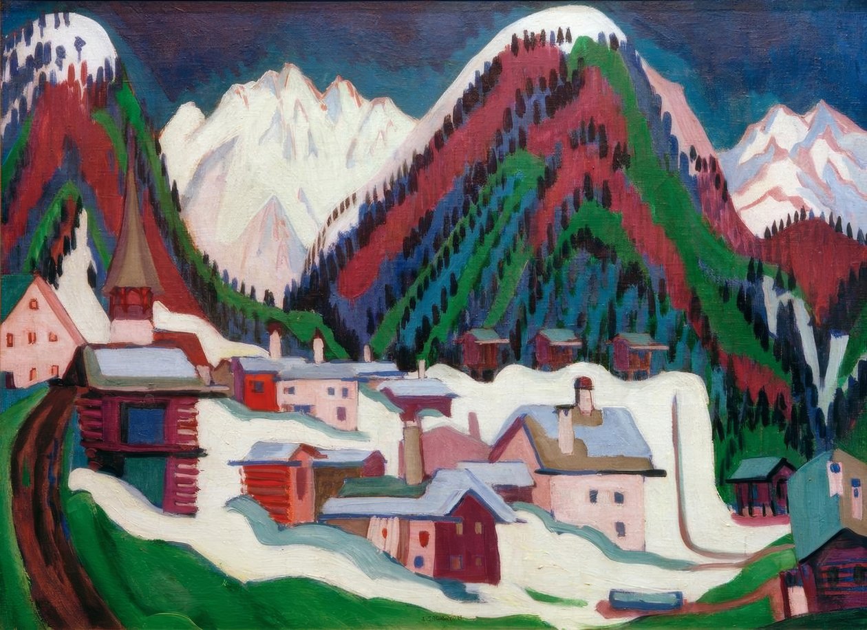 Byn Monstein nära Davos av Ernst Ludwig Kirchner