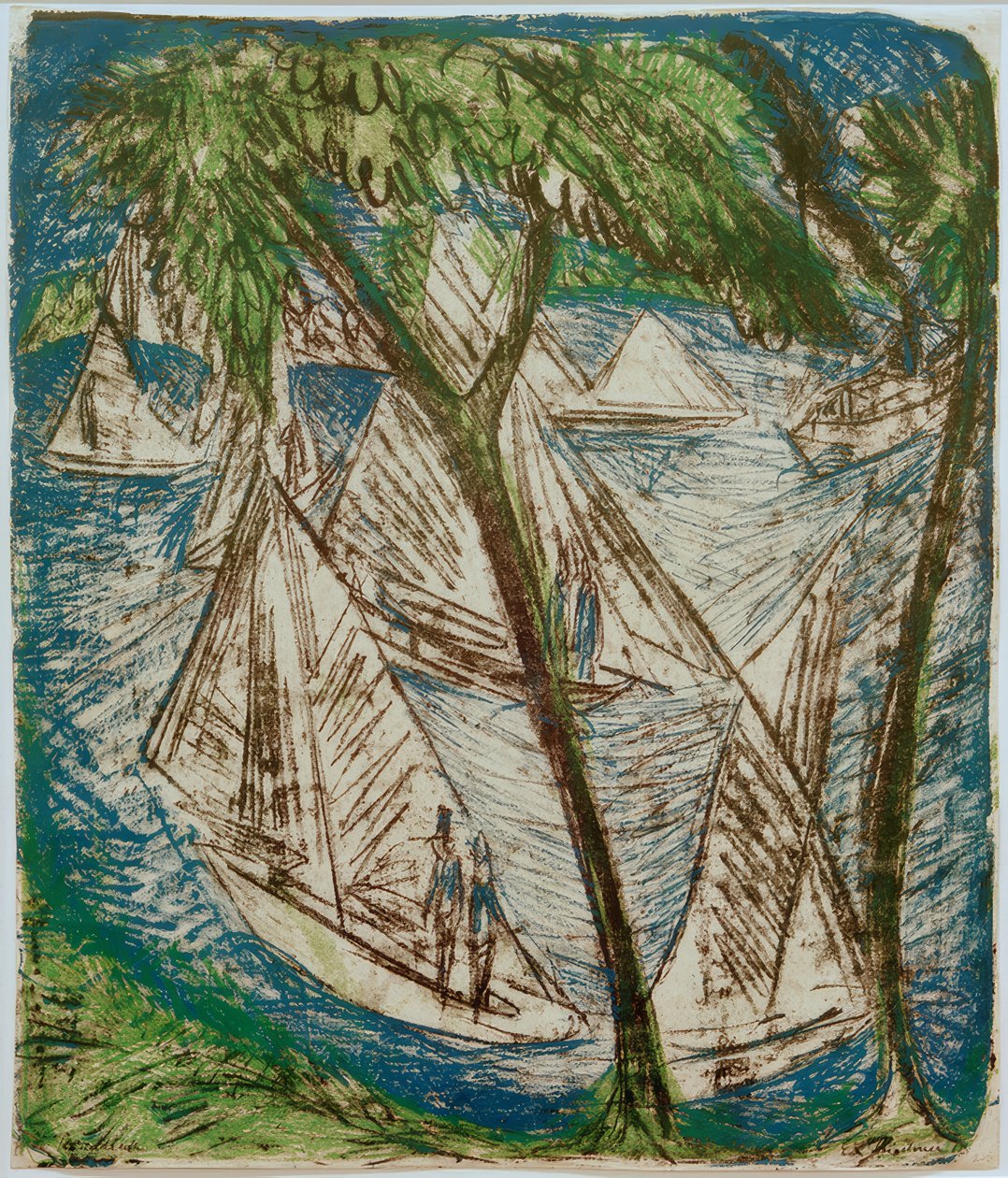 E.L.Kirchner, Segelbåtar vid Grünau av Ernst Ludwig Kirchner