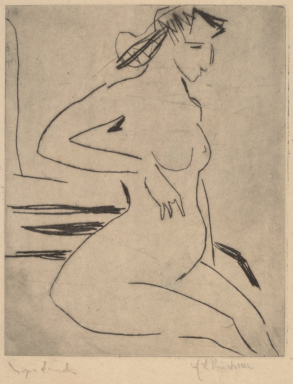 Naken kvinna sitter av Ernst Ludwig Kirchner