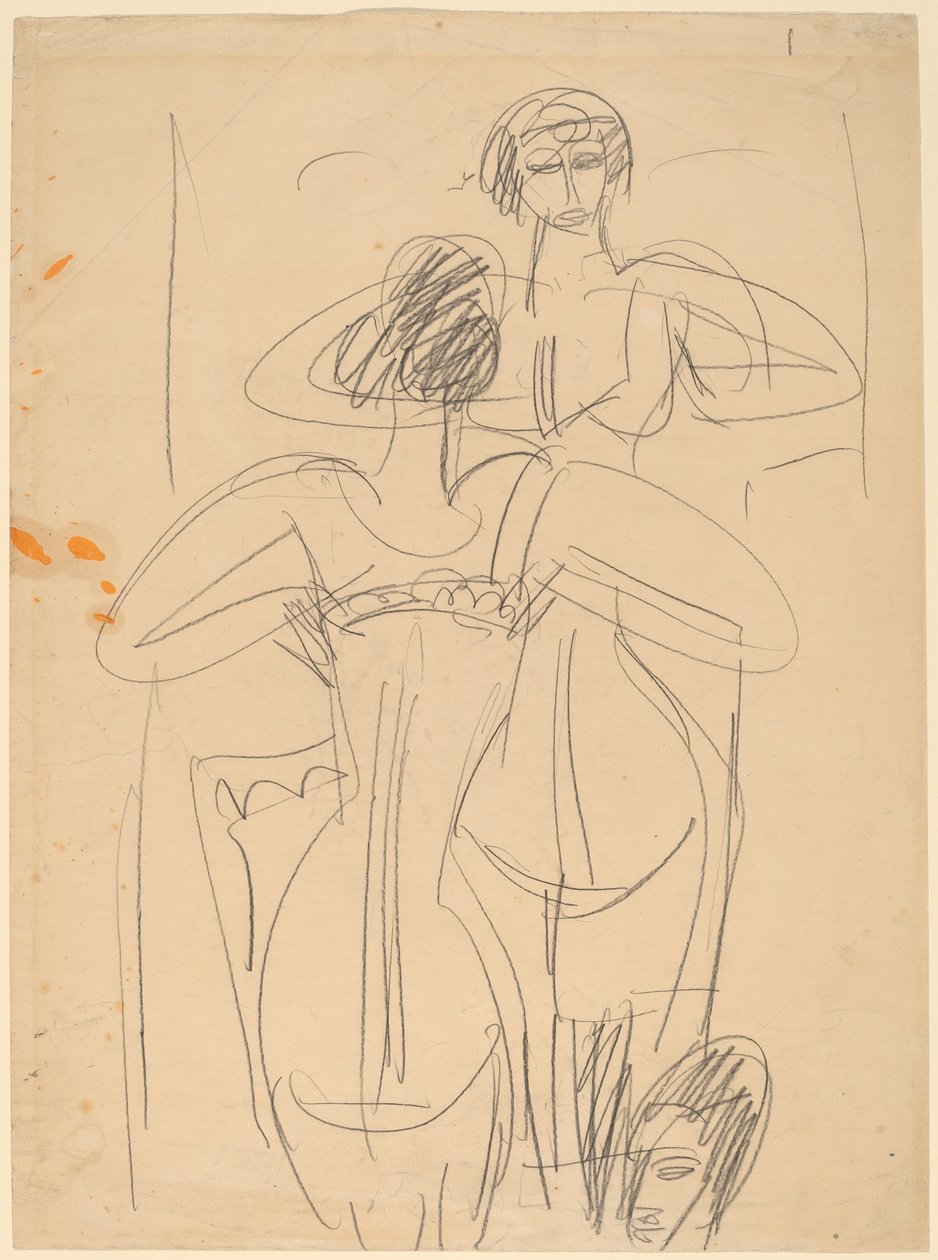 Flicka framför en spegel av Ernst Ludwig Kirchner