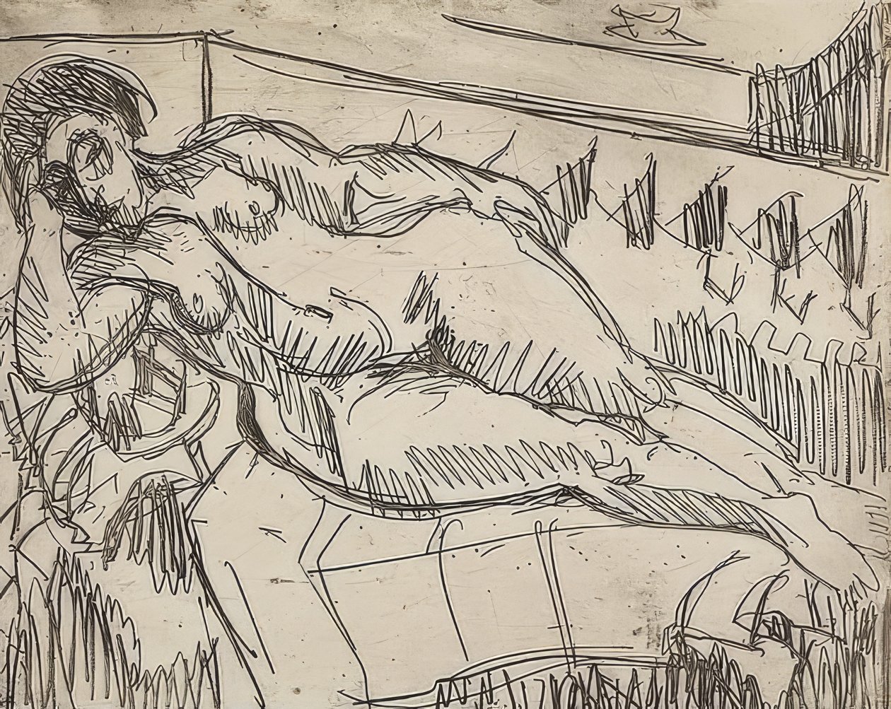 Liggande fil. 1927 av Ernst Ludwig Kirchner