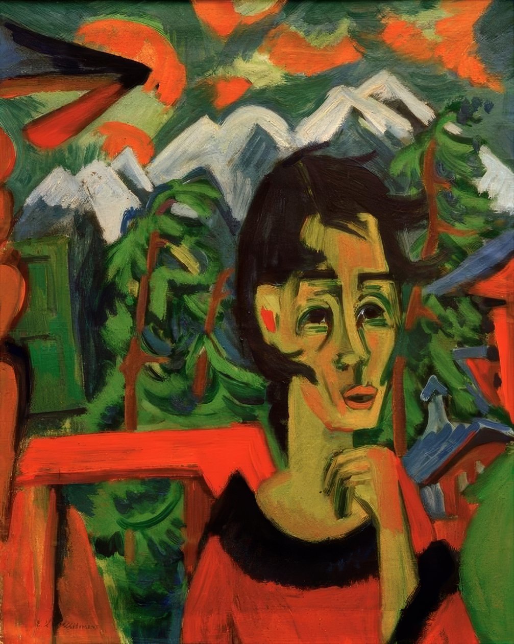 Flicka i hårtorken av Ernst Ludwig Kirchner