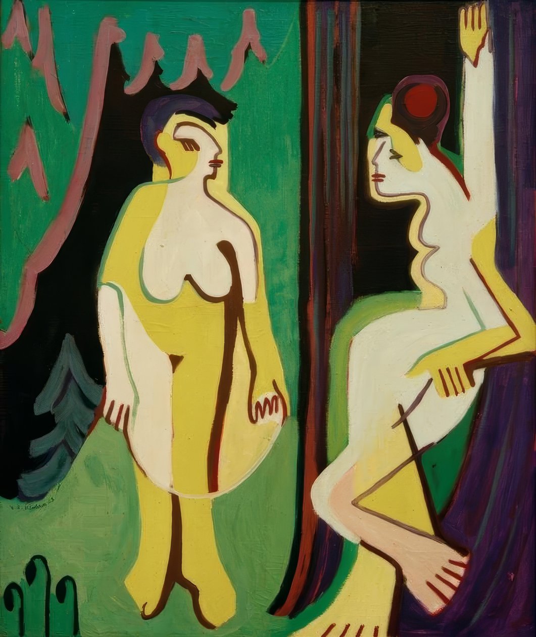 Nakna kvinnor på en skogsäng av Ernst Ludwig Kirchner