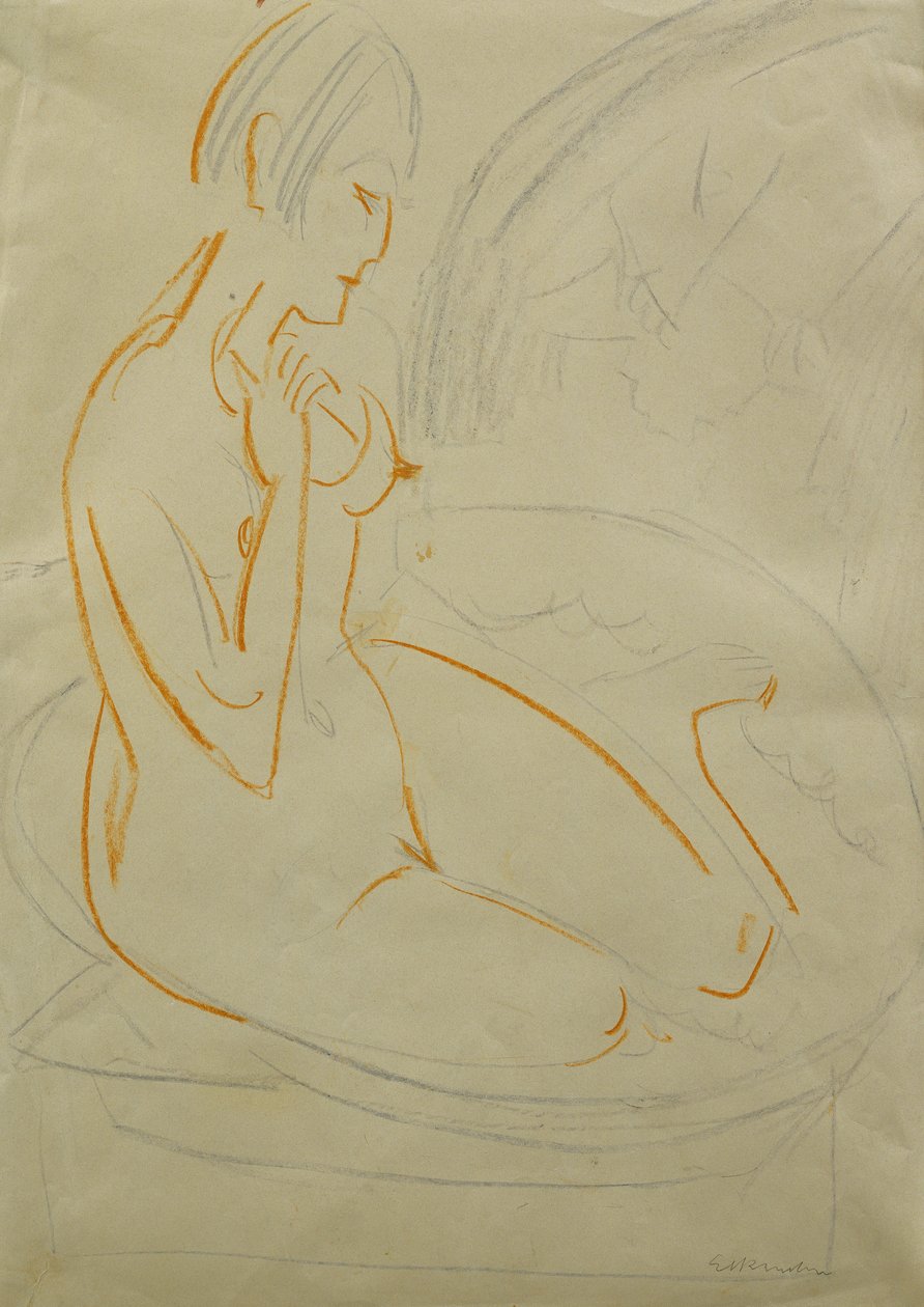 Naken; Akt, av Ernst Ludwig Kirchner